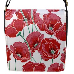 Red Poppy Flowers Flap Closure Messenger Bag (s) by goljakoff