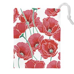 Red Poppy Flowers Drawstring Pouch (4xl) by goljakoff