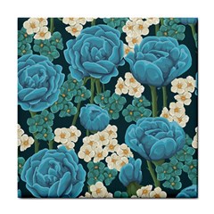 Blue Roses Tile Coaster by goljakoff