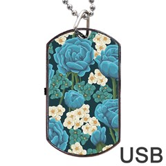 Blue Roses Dog Tag Usb Flash (one Side) by goljakoff