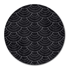 Black Sashiko Ornament Round Mousepads by goljakoff