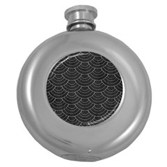 Black Sashiko Ornament Round Hip Flask (5 Oz) by goljakoff