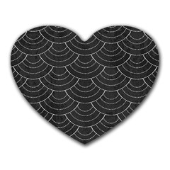 Black Sashiko Ornament Heart Mousepads by goljakoff