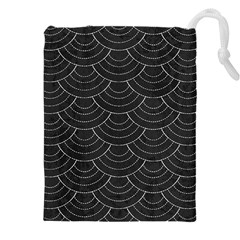 Black Sashiko Ornament Drawstring Pouch (4xl) by goljakoff