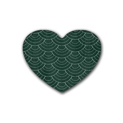 Green Sashiko Rubber Coaster (heart)  by goljakoff