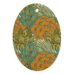 Orange Flowers Oval Ornament (two Sides) by goljakoff