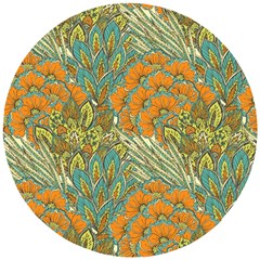 Orange Flowers Wooden Puzzle Round by goljakoff