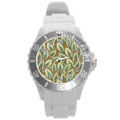 Field Leaves Round Plastic Sport Watch (l) by goljakoff