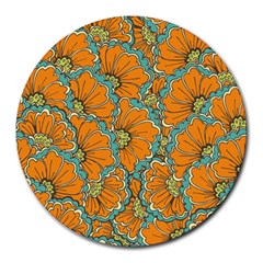 Orange Flowers Round Mousepads by goljakoff