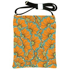 Orange Flowers Shoulder Sling Bag by goljakoff