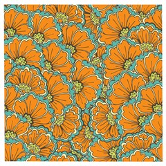 Orange Flowers Wooden Puzzle Square by goljakoff