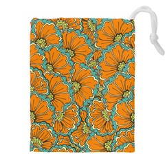 Orange Flowers Drawstring Pouch (5xl) by goljakoff