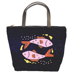 Fish Pisces Astrology Star Zodiac Bucket Bag by HermanTelo