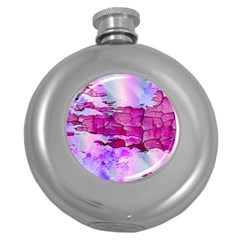 Background Crack Art Abstract Round Hip Flask (5 Oz)