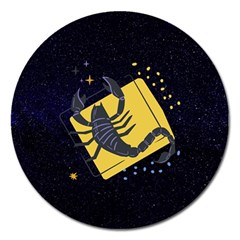 Zodiak Scorpio Horoscope Sign Star Magnet 5  (round) by Alisyart