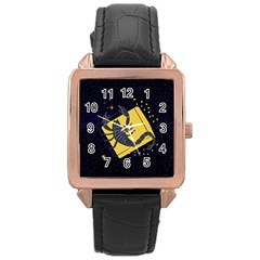 Zodiak Scorpio Horoscope Sign Star Rose Gold Leather Watch 