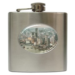 Lujiazui District Aerial View, Shanghai China Hip Flask (6 Oz) by dflcprintsclothing