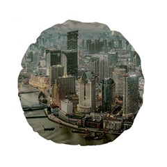 Lujiazui District Aerial View, Shanghai China Standard 15  Premium Round Cushions by dflcprintsclothing