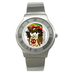  Rainbow Stoner Owl Stainless Steel Watch by IIPhotographyAndDesigns