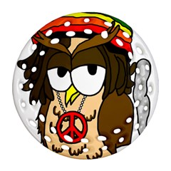  Rainbow Stoner Owl Ornament (round Filigree)
