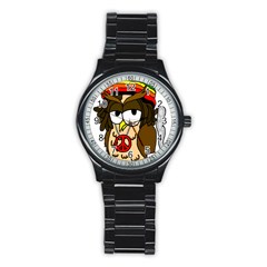  Rainbow Stoner Owl Stainless Steel Round Watch by IIPhotographyAndDesigns