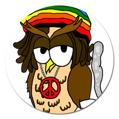  Rainbow Stoner Owl Magnet 5  (round) by IIPhotographyAndDesigns