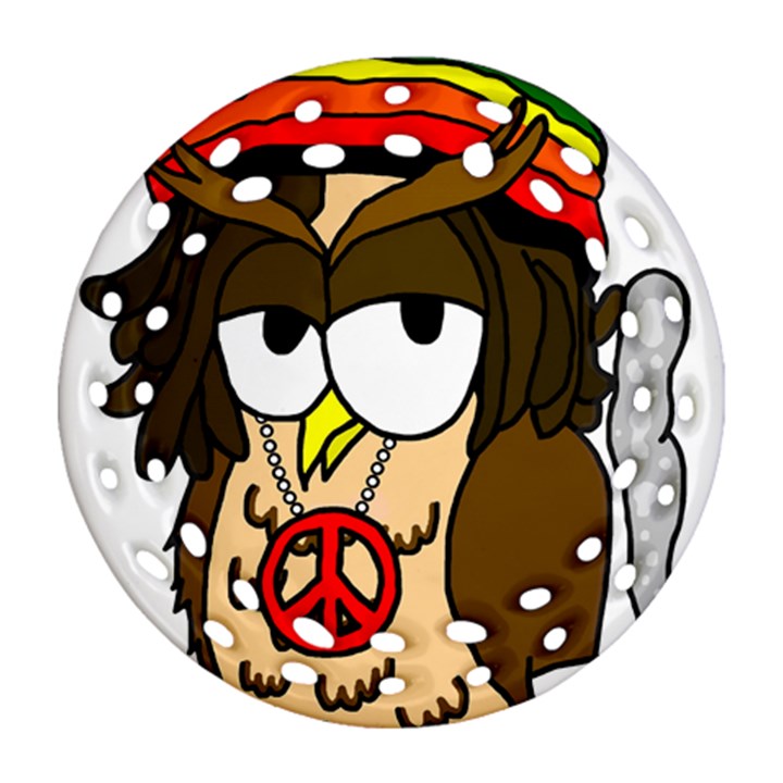  Rainbow Stoner Owl Ornament (Round Filigree)