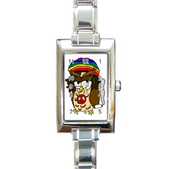  Rainbow Stoner Owl Rectangle Italian Charm Watch by IIPhotographyAndDesigns