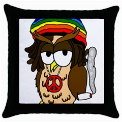  Rainbow Stoner Owl Throw Pillow Case (black) by IIPhotographyAndDesigns