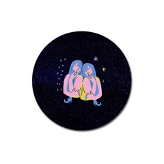 Twin Horoscope Astrology Gemini Magnet 3  (round) by Alisyart