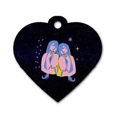 Twin Horoscope Astrology Gemini Dog Tag Heart (two Sides)
