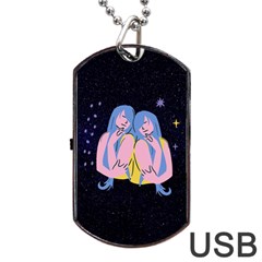 Twin Horoscope Astrology Gemini Dog Tag Usb Flash (two Sides)