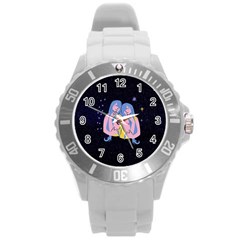Twin Horoscope Astrology Gemini Round Plastic Sport Watch (l)