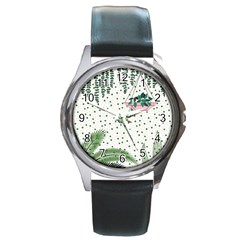 Plants Flowers Nature Blossom Round Metal Watch