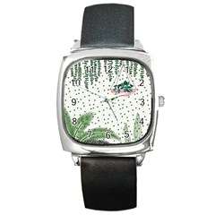 Plants Flowers Nature Blossom Square Metal Watch