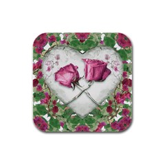 Love Ornament Design Rubber Square Coaster (4 pack) 