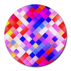 Squares Pattern Geometric Seamless Round Mousepads