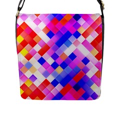 Squares Pattern Geometric Seamless Flap Closure Messenger Bag (l)