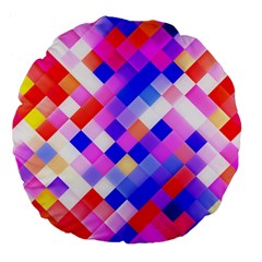 Squares Pattern Geometric Seamless Large 18  Premium Flano Round Cushions