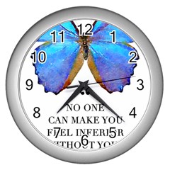 Inferior Quote Butterfly Wall Clock (silver)