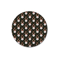 Bear Rein Deer Christmas Magnet 3  (round) by designsbymallika