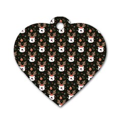 Bear Rein Deer Christmas Dog Tag Heart (one Side) by designsbymallika