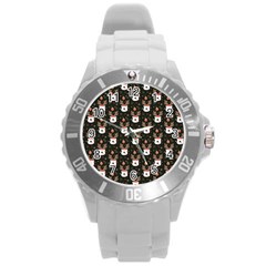 Bear Rein Deer Christmas Round Plastic Sport Watch (l) by designsbymallika