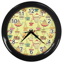 Etnic Cups Pattern Wall Clock (black) by designsbymallika