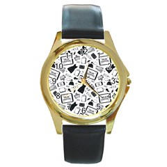 Online Shopping Round Gold Metal Watch by designsbymallika