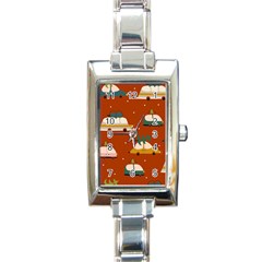Cute Merry Christmas And Happy New Seamless Pattern With Cars Carrying Christmas Trees Rectangle Italian Charm Watch by EvgeniiaBychkova