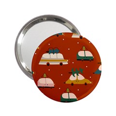 Cute Merry Christmas And Happy New Seamless Pattern With Cars Carrying Christmas Trees 2 25  Handbag Mirrors by EvgeniiaBychkova