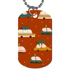 Cute Merry Christmas And Happy New Seamless Pattern With Cars Carrying Christmas Trees Dog Tag (two Sides)
