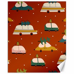 Cute Merry Christmas And Happy New Seamless Pattern With Cars Carrying Christmas Trees Canvas 16  X 20  by EvgeniiaBychkova