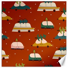 Cute Merry Christmas And Happy New Seamless Pattern With Cars Carrying Christmas Trees Canvas 20  X 20  by EvgeniiaBychkova
